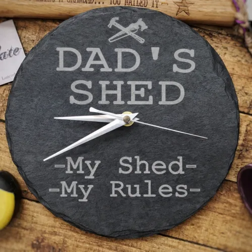 Dads shed slate clock handcrafted in lancashire