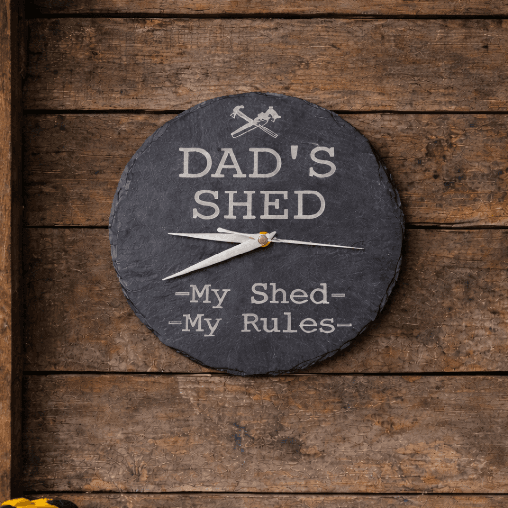 Dads shed slate clock handcrafted in lancashire Dads shed slate clock handcrafted in lancashire