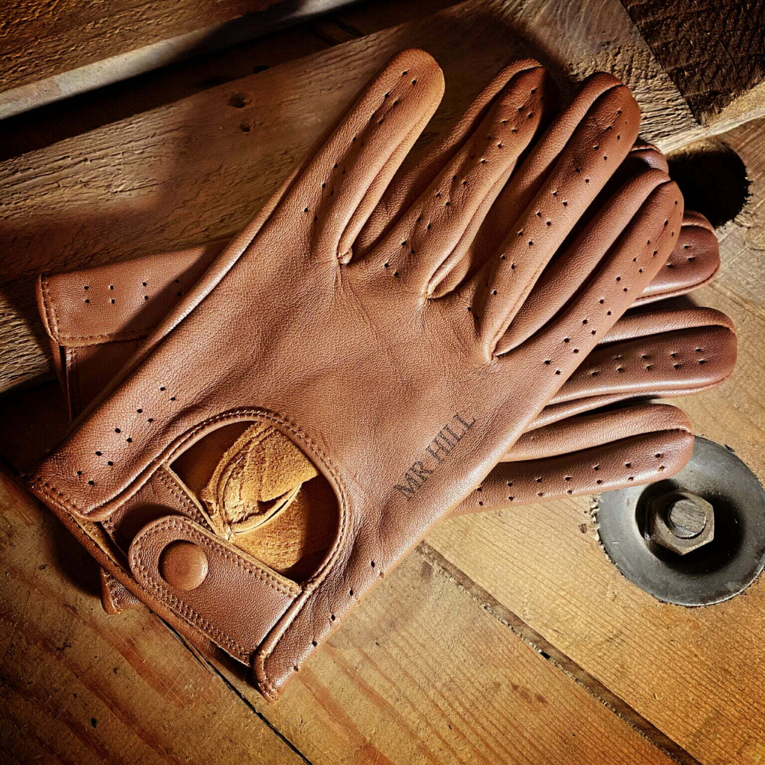 Personalised Gift Mens Leather Driving Gloves Platters Slate