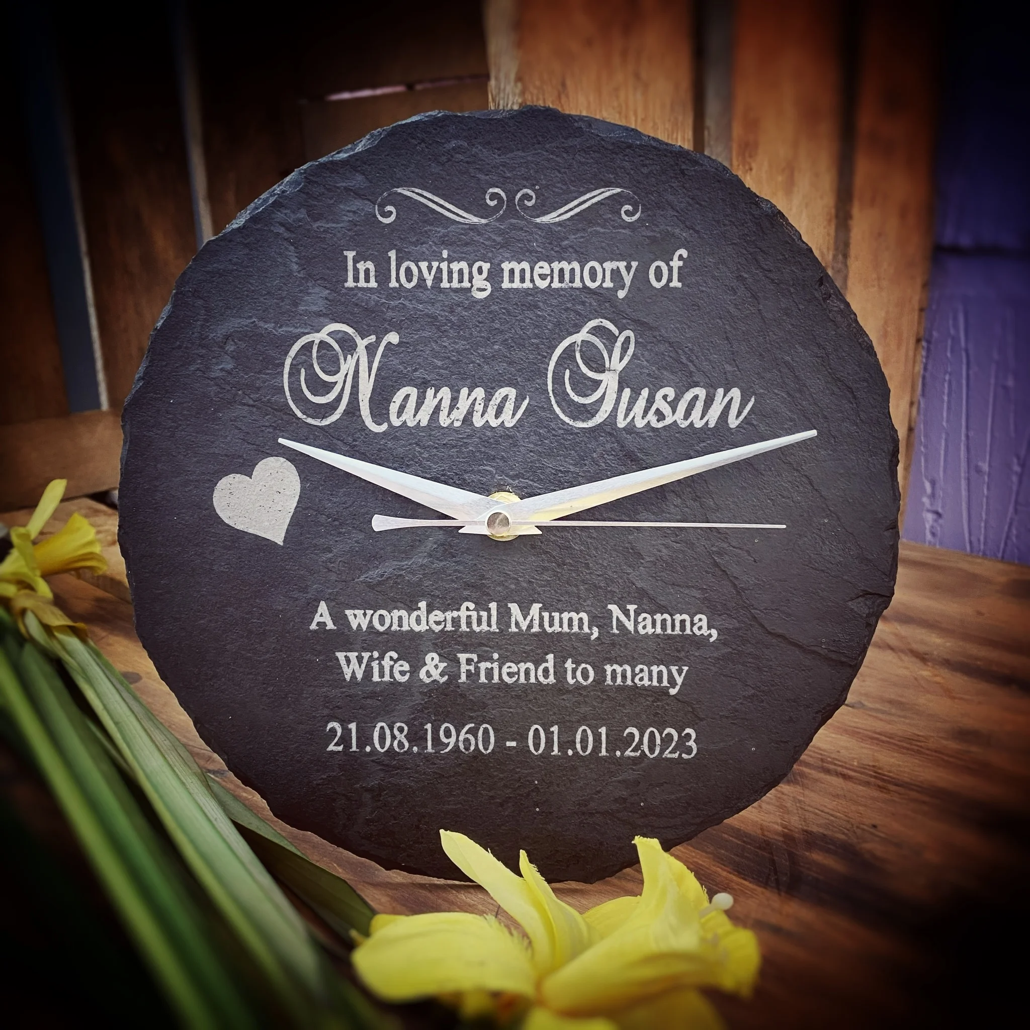 in_loving_memory_personalised_slate_clock_with_heart in_loving_memory_personalised_slate_clock_with_heart
