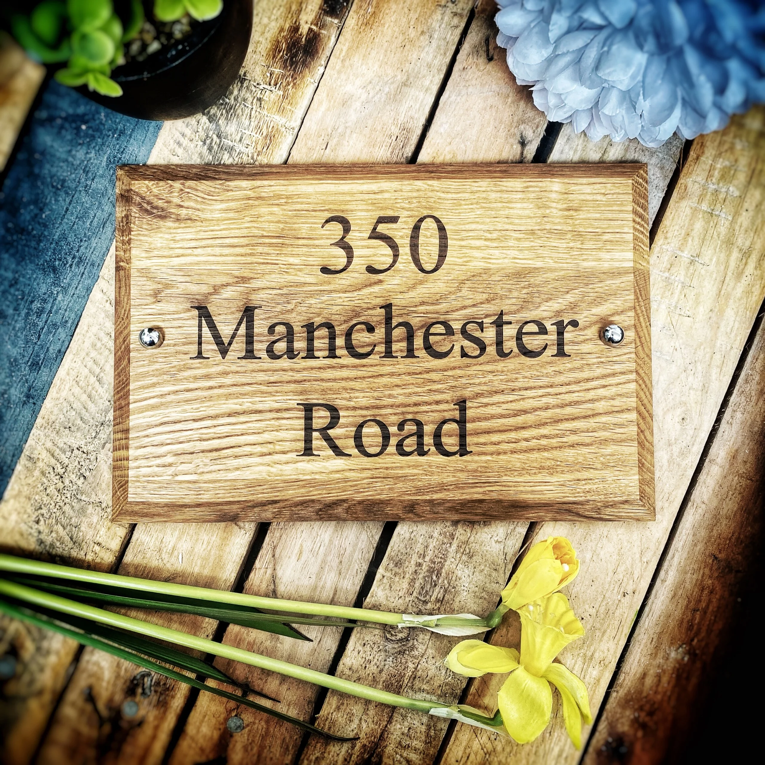 Homes Oak Wood Signs Personalised Engraved Oval Oak House Signs