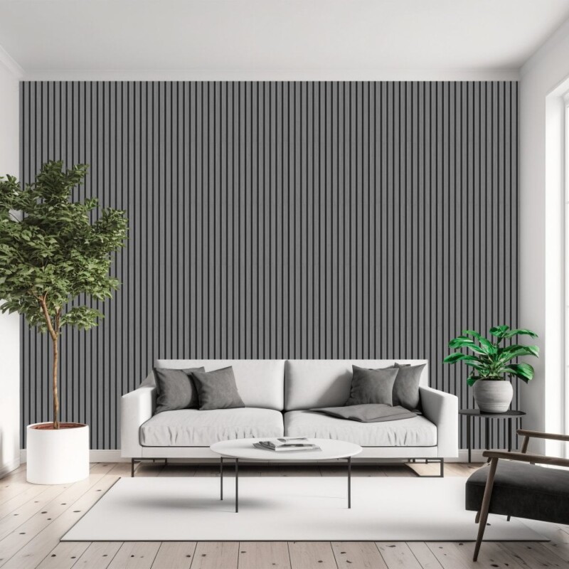 Light Grey Decorative Acoustic Slat Wall Panel 2400mm X 600mm P11122 824271 Image