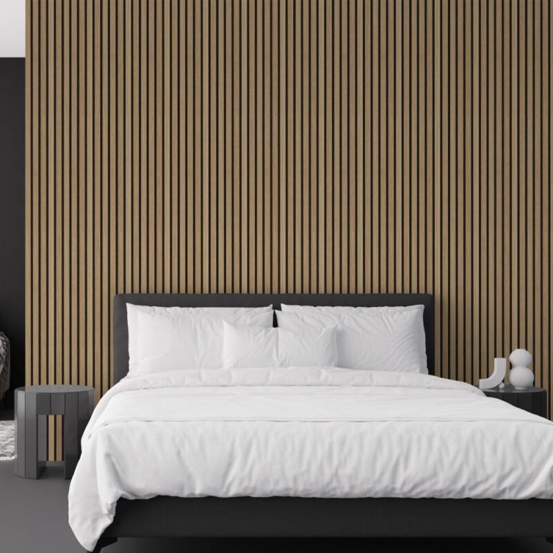 Natural Oak Decorative Acoustic Slat Wall Panel 2400mm X 600mm P11118 824257 Image
